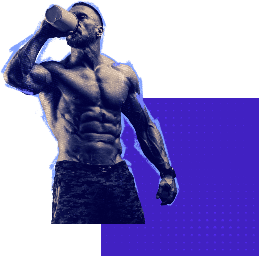 Bodybuilder drinking preworkout skill