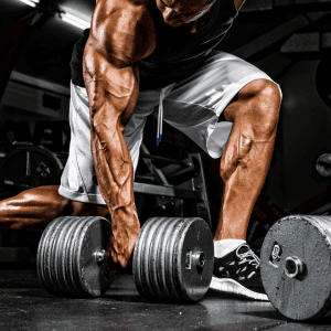 man on the gym with heavy weights