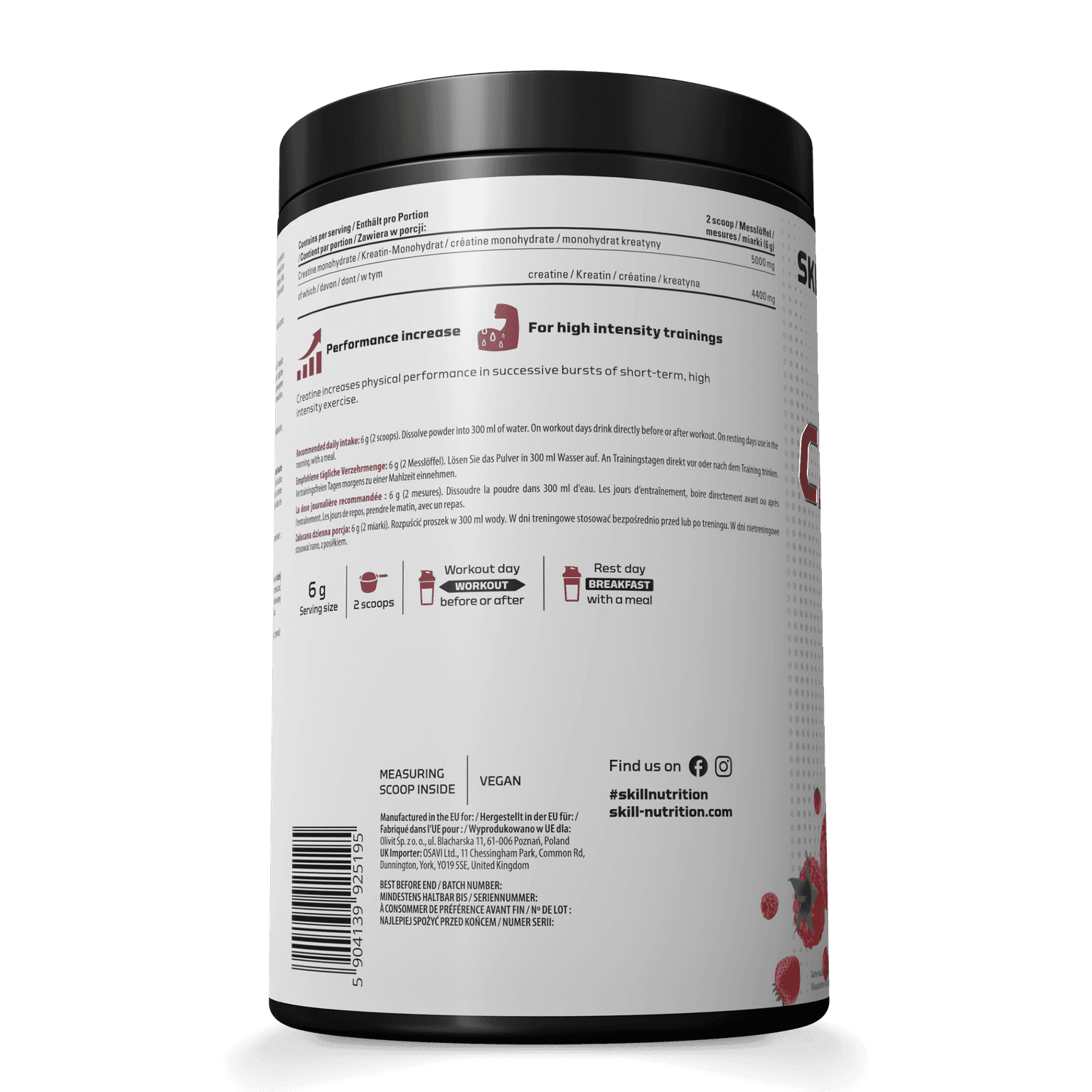 Creatine berry blast 500g left side
