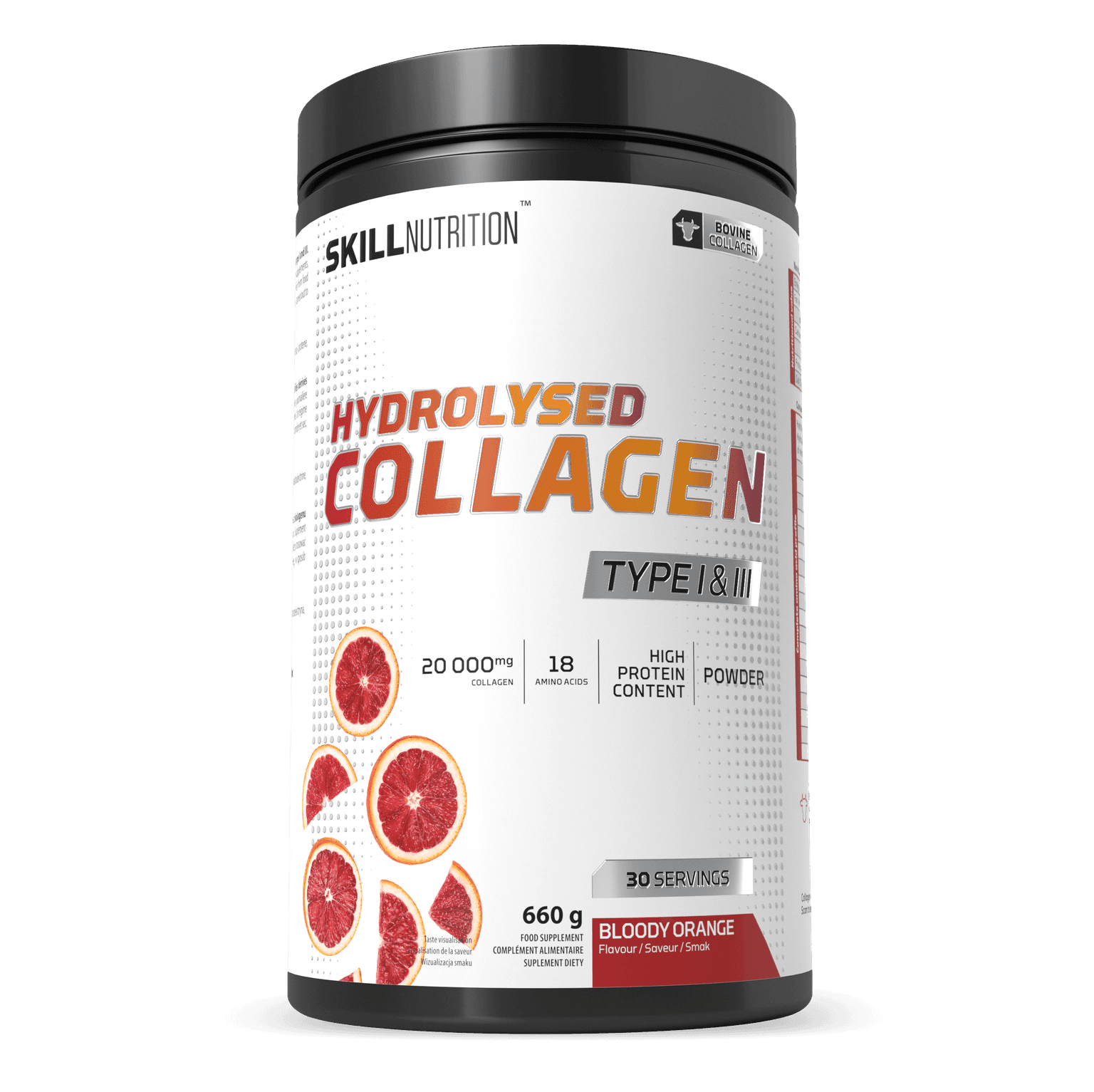 Hydrolysed Collagen Type I & III, Bloody Orange