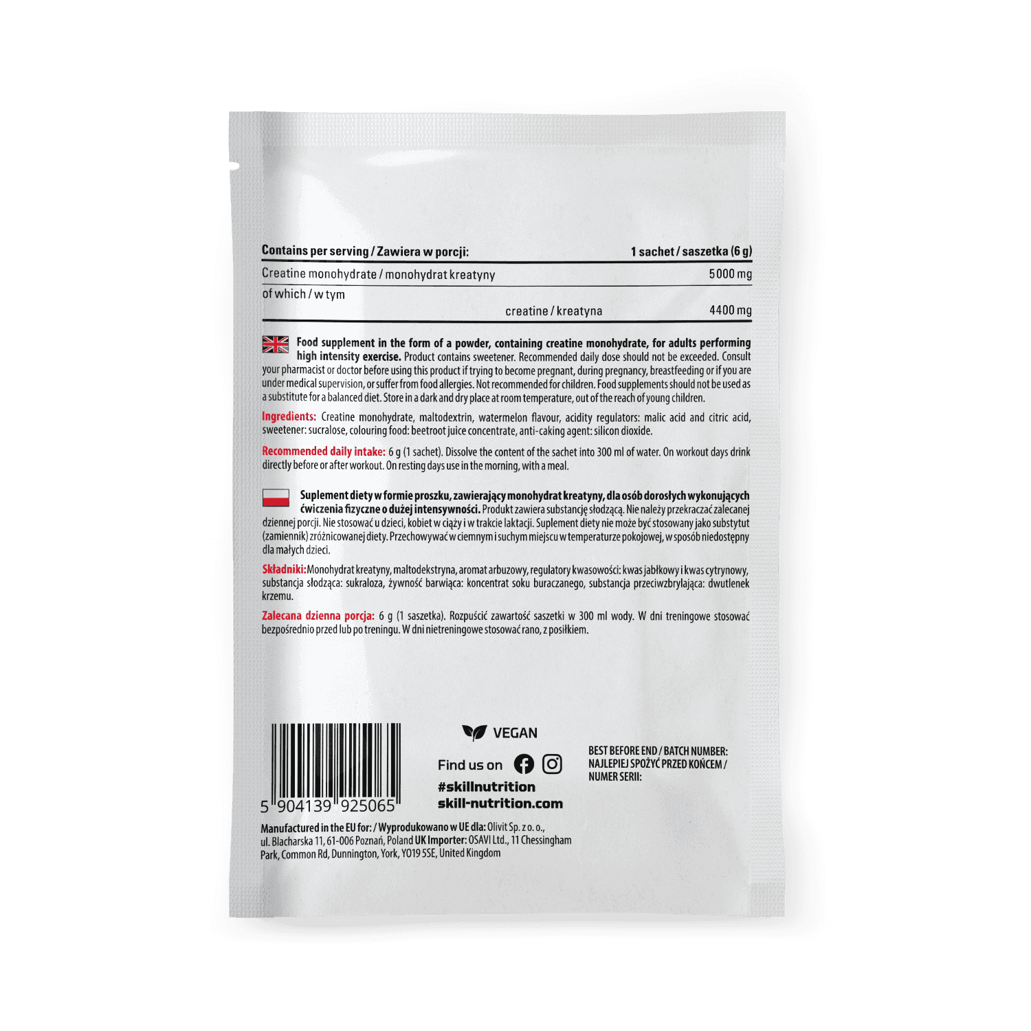 Creatine watermelon sachet back